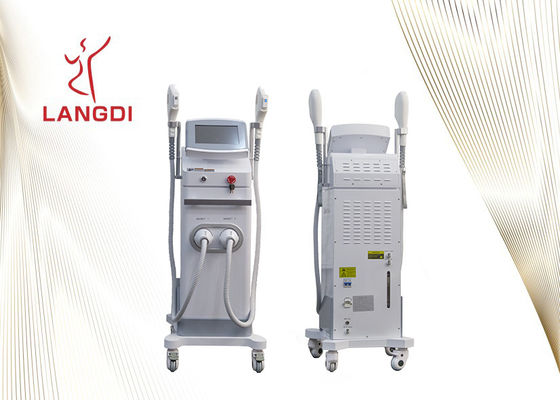 Άσπρη δύο Handpiece Ipl συσκευή αφαίρεσης τρίχας για την αναζωογόνηση δερμάτων