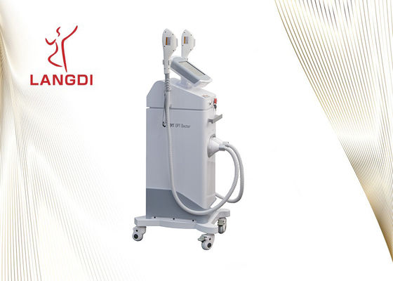 Άσπρη δύο Handpiece Ipl συσκευή αφαίρεσης τρίχας για την αναζωογόνηση δερμάτων